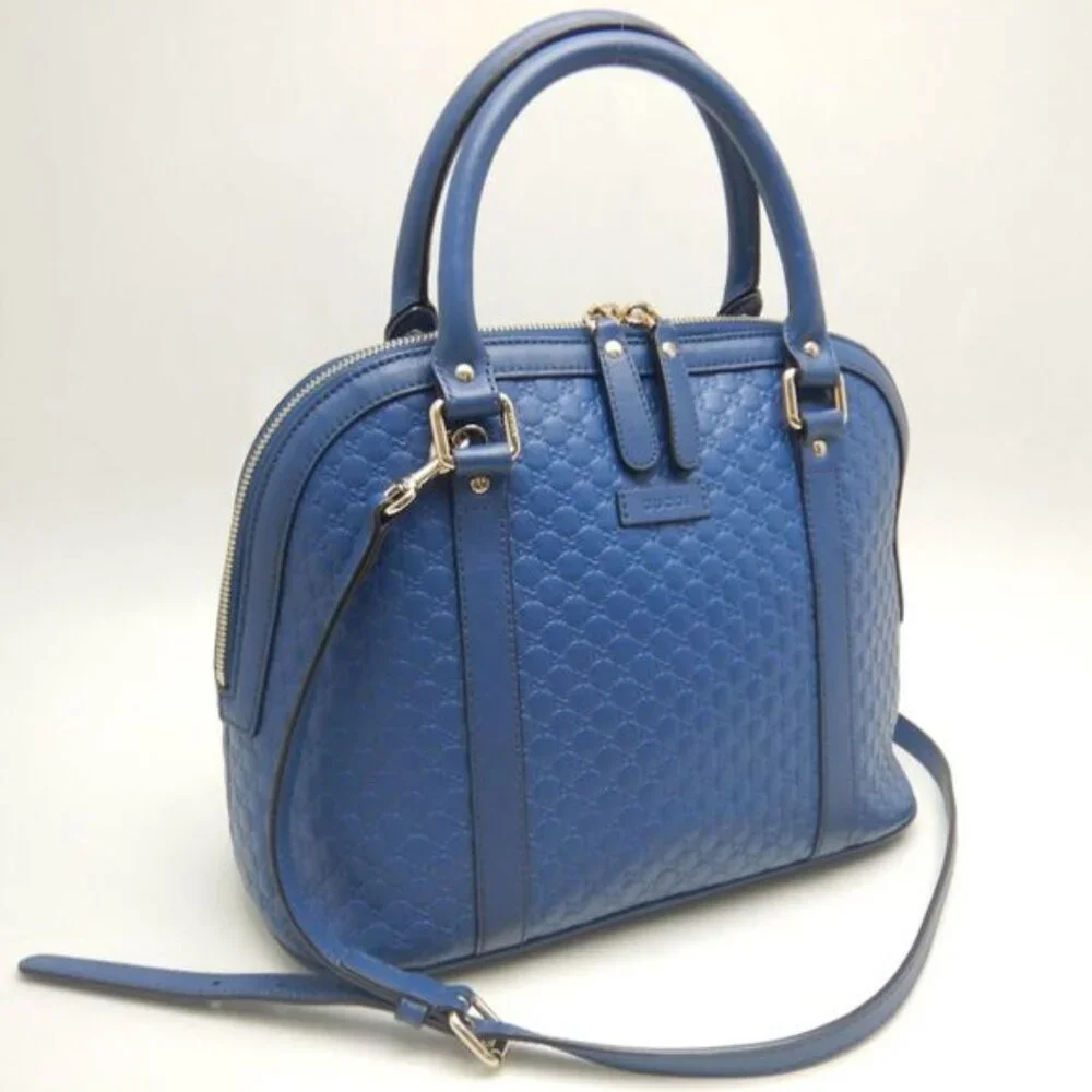 GUCCI 449663 Handbag Micro Guccissima Leather Blue - COA included - Picture 2 of 11